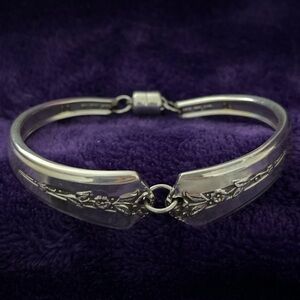 Artisan Bracelet Upcycled Vintage Spoon Silverplate Flatware Magnetic Clasp